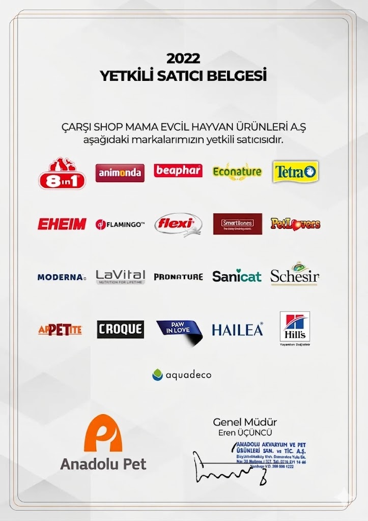 Hill's Yetkili Satıcı Belgesi